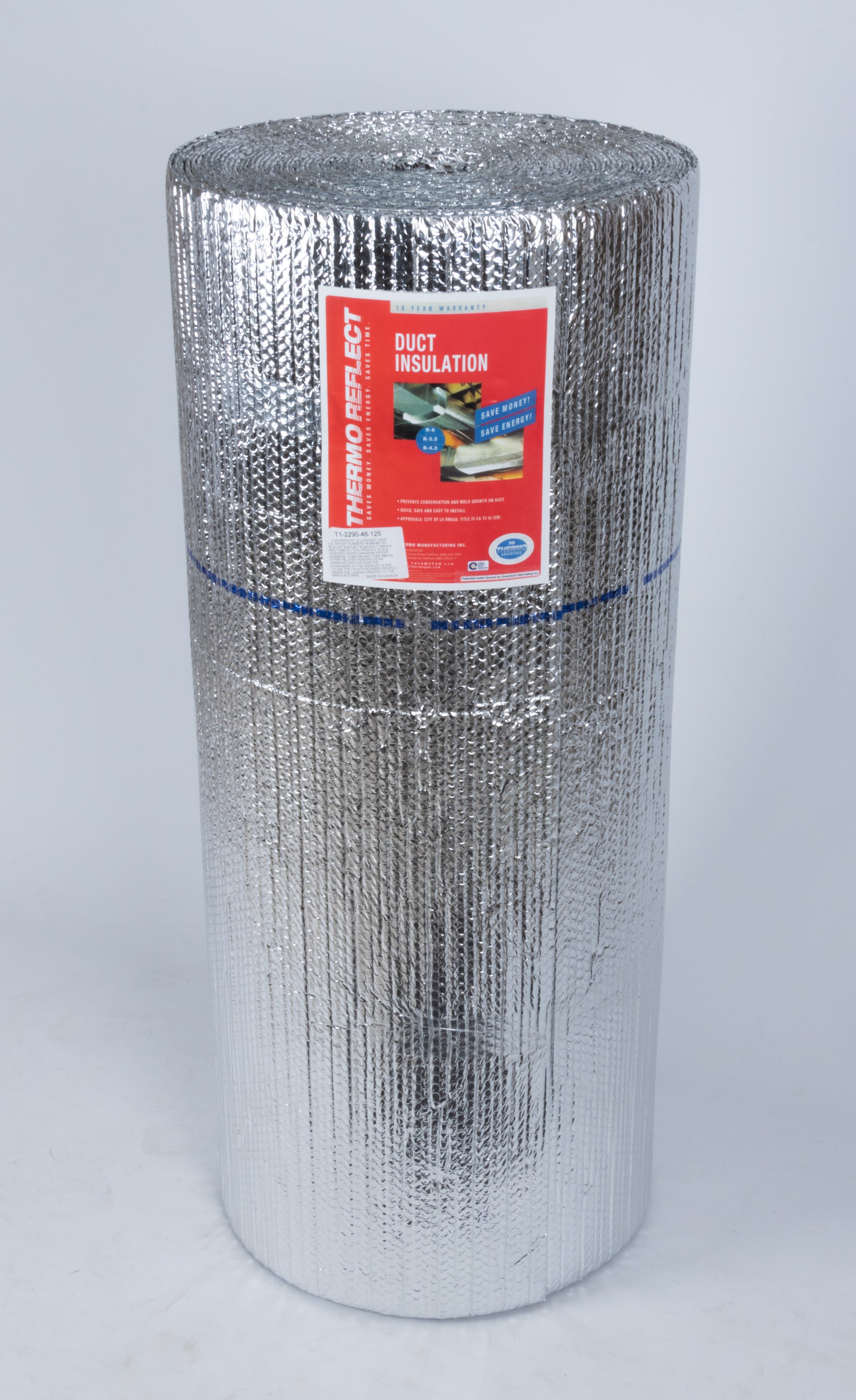 REFLECTIVE FRK FOIL FACED Fiberglass Duct Insulation HVAC PIPE Wrap 2 R6 4x4